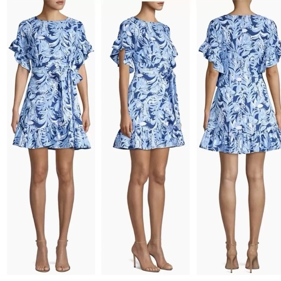 Lilly Pulitzer Darlah Stretch Faux Wrap Ruffle Dress You're the Zest (D9) - Picture 1 of 7